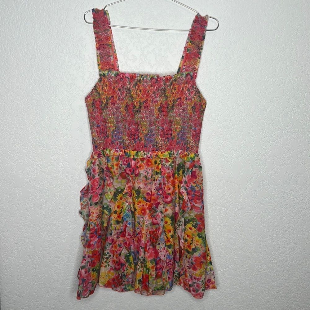 NWT Alice + Olivia Jocelyn Smocked Mini Dress Size 12 - Picture 2 of 16